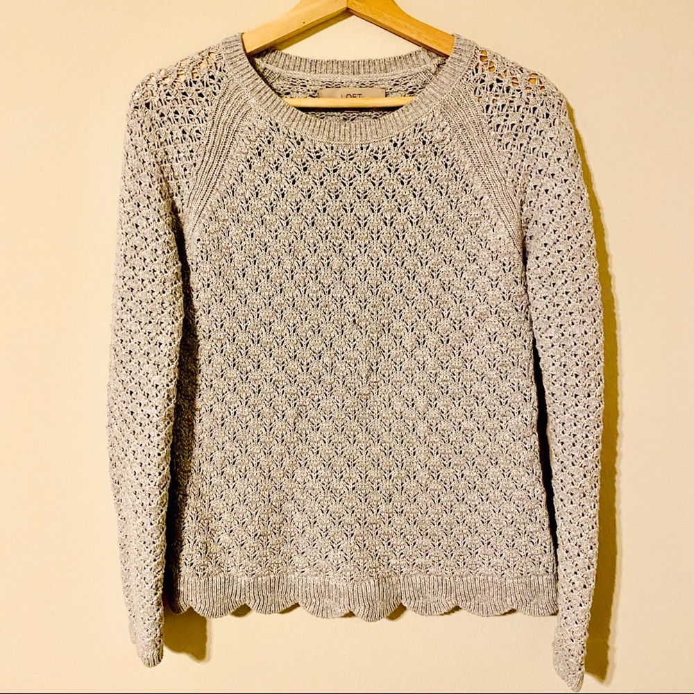 Loft BlueGrey Knit Sweater